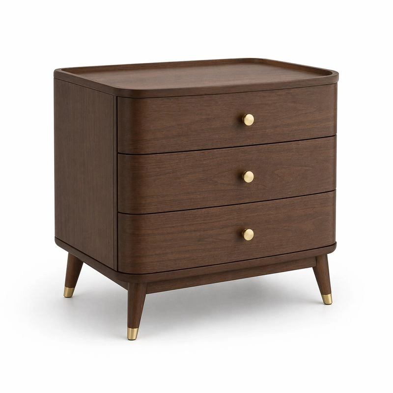 Mesita de noche vintage madera oscura-merulyn